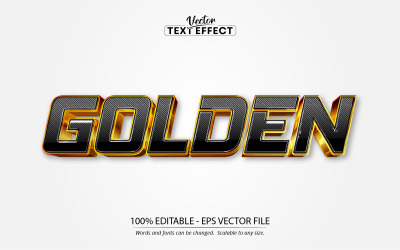 Golden - Editable Text Effect, Shiny Black And Gold Light Text Style, Graphics Illustration