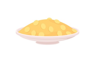 Kurkuma auf Platte halbflaches Farbvektorobjekt