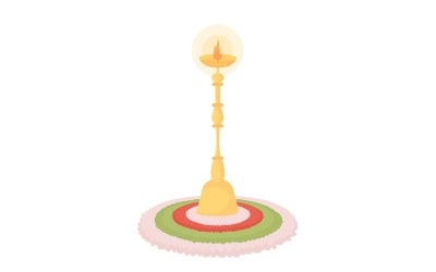 Portavelas Rangoli objeto vectorial de color semiplano. Elemento editable