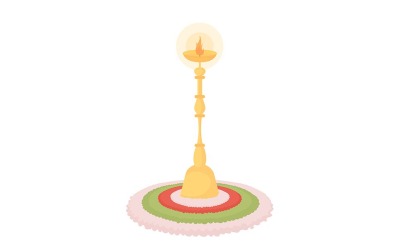 Rangoli ljusstake semi platt färg vektorobjekt. Redigerbart element