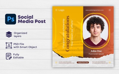 Studiare all&amp;#39;estero Post su Instagram o Post sui social media Design del modello 4