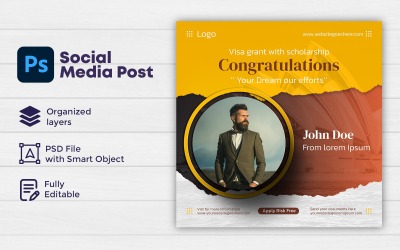 Studiare all&amp;#39;estero Post su Instagram o Post sui social media Design del modello 5