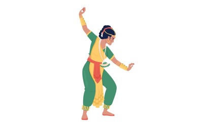 在灯光节上摆姿势的女舞者半平面彩色矢量字符