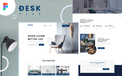 DeskPlus - Modello di destinazione Figma per l&amp;#39;interfaccia utente del negozio di mobili online