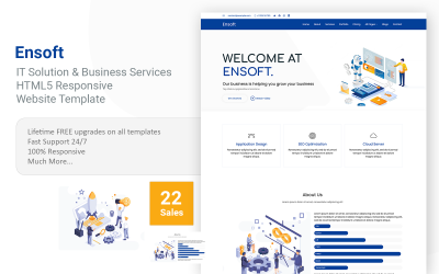 Ensoft - Многоцелевой адаптивный шаблон веб-сайта для ИТ-решений и бизнес-услуг