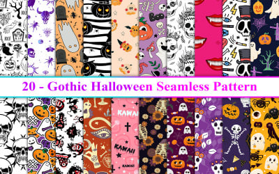 Gothic Halloween Seamless Pattern, Gothic Halloween Background