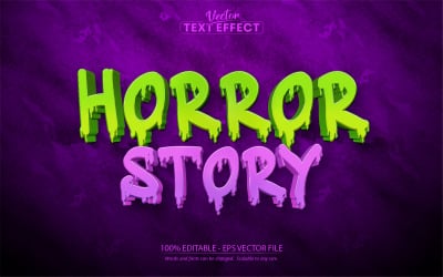 Historia de terror: efecto de texto editable, estilo de texto de dibujos animados y Halloween, ilustración gráfica