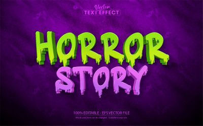Horrorverhaal - bewerkbaar teksteffect, Halloween- en cartoontekststijl, grafische illustratie