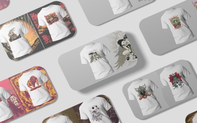 50 Halloween, horror, czaszka, vintage, dziewczyna, przygoda, typografia i projekt koszulki w stylu życia