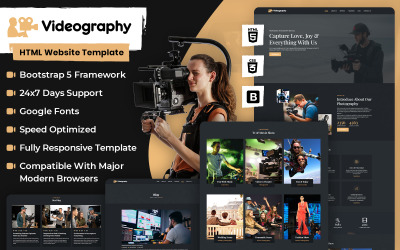 Modello di sito Web HTML per videografia
