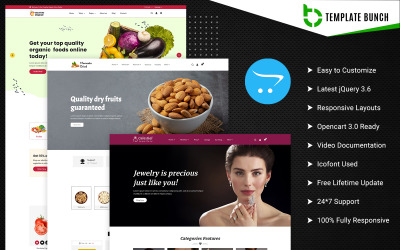 Organic Dry and Jewels – Адаптивна тема OpenCart для електронної комерції