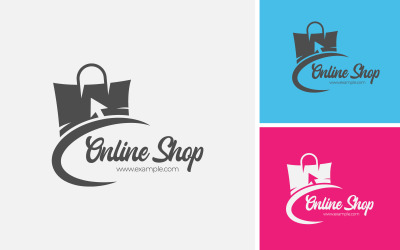 Çanta Online Alışveriş için Dijital Alışveriş Logo Tasarım Konsepti