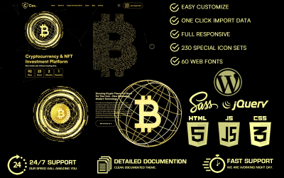 Cex - Cryptocurrency &amp;amp; Bitcon &amp;amp; NFT WordPress Teması