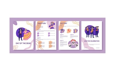 Day of the Dead platt vektor broschyrmall