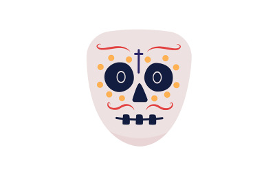 Day of the Dead skelett semi platt färg vektor karaktär ansikte