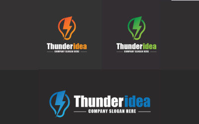 Modern Minimal Elemental Thunder Fikir Logo Şablonu