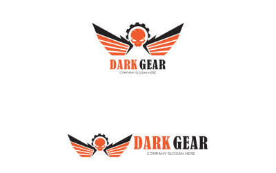 Schedel donkere versnelling logo sjabloon