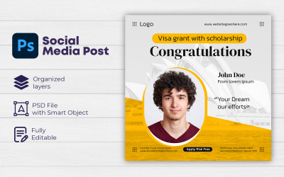 Studiuj za granicą Post na Instagramie lub szablon postu w mediach społecznościowych 6