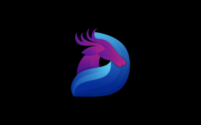 logotipo do animal de veado letra d