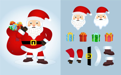 Schattige kerstman met een zak met geschenkdoos