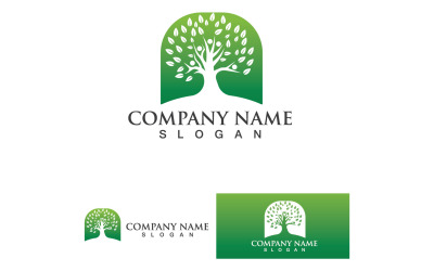 Personas Árbol Vector Logo Plantilla Ilustración Diseño V2