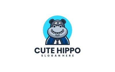 Słodki projekt logo hipopotama