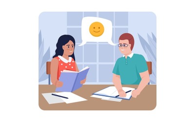 Comunicação de estudantes na faculdade 2D ilustração isolada em vetor