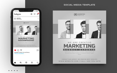 Design de modelo de banner de postagem de mídia social corporativa de agência de marketing digital