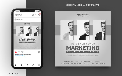 Digitális Marketing Ügynökség Vállalati közösségi média bejegyzés banner sablon design