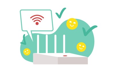 Illustrazione isolata del vettore 2D del segnale router forte