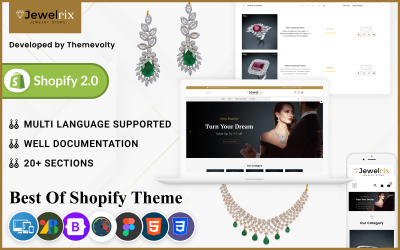 Jewelrix – Jewellery Shopify 2.0 Víceúčelové prémiové responzivní téma