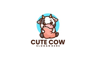 Szablon Logo Maskotka Śliczna Krowa