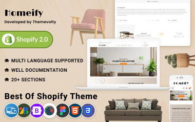 Homeify Mega Madera–Muebles Hogar–Decoración Shopify 2.0 Temas