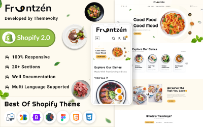 Modello reattivo di Shopify 2.0 per ristorante Frantzen Mega Rich Food