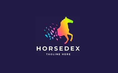 Modèle de logo professionnel cheval pixel