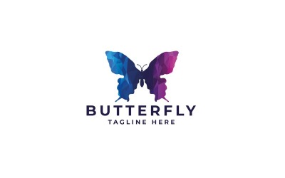 Modèle de logo professionnel papillon pixel