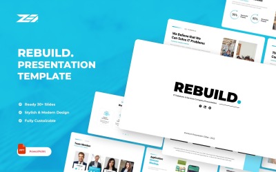 Rebuild - IT řešení a obchodní společnost PowerPoint šablony