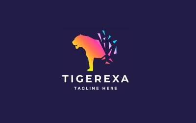 Шаблон профессионального логотипа Tiger Pixel