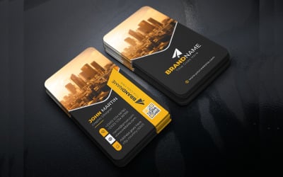 Современный профессиональный шаблон дизайна визитной карточки с креативными формами и черным фоном