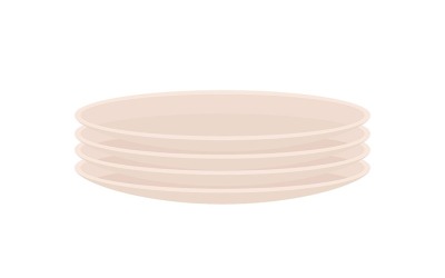 Tas d&amp;#39;assiettes objet vectoriel de couleur semi-plat
