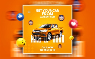 Banner de anuncios PSD promocionales de redes sociales de alquiler de autos