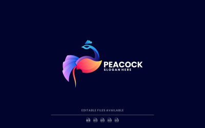 Logotipo colorido degradado de pavo real 3