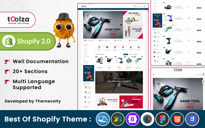 Toolza - Mega Parts Shopify 2.0 Премиум адаптивная тема
