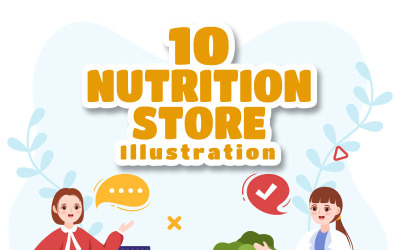 10 Ilustração Plana de Loja de Nutrição