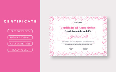Jonathon Smith Pink Certificate