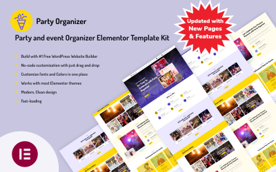 PartyOrganizer - Kit de modèles Elementor pour organisateur de fêtes et d&amp;#39;événements