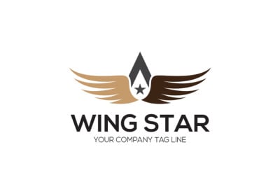 Plantilla de logotipo de estrella de ala mínima