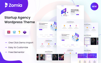 Zomia - Tema WordPress Elementor para Agência de Startups
