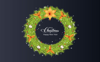 Christmas Green Wreath with White Balls