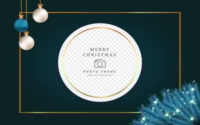 Christmas Photo Frame with Blue Leaves